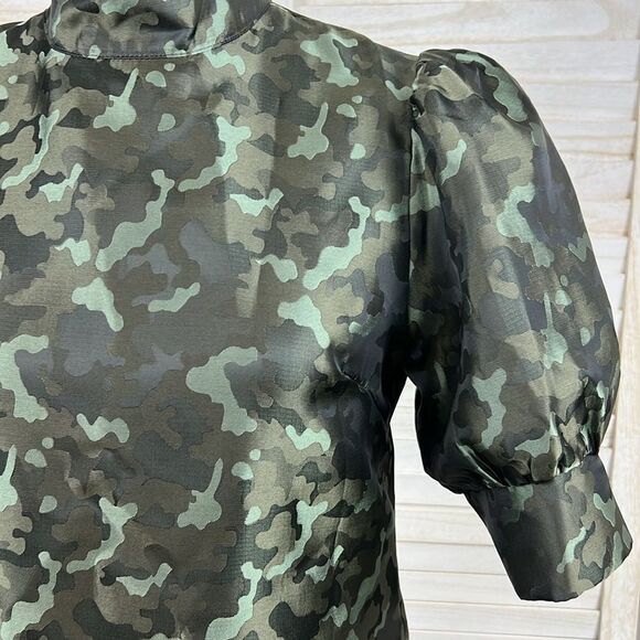 SEN Puff Sleeve Camo Mini Dress Medium - Picture 6 of 14